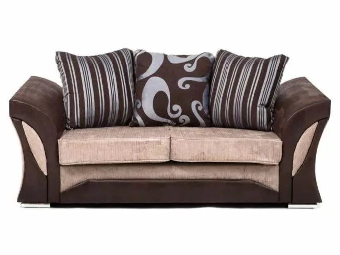 Sparrow Chenille Fabric 2 Seater Sofa - Black & Grey / Brown & Beige