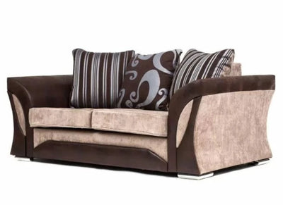 Sparrow Chenille Fabric 2 Seater Sofa - Black & Grey / Brown & Beige