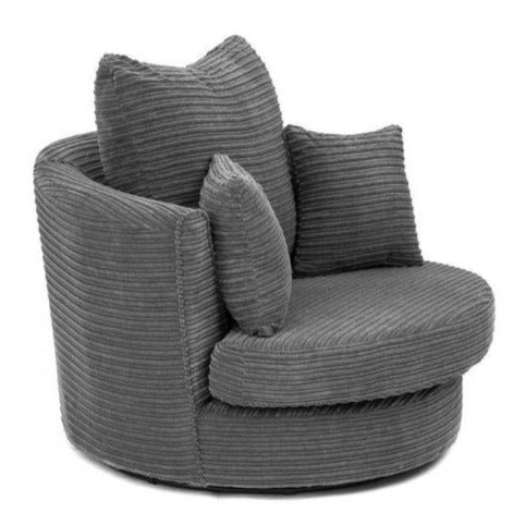 Porto Jumbo Cord Swivel Chair - Grey