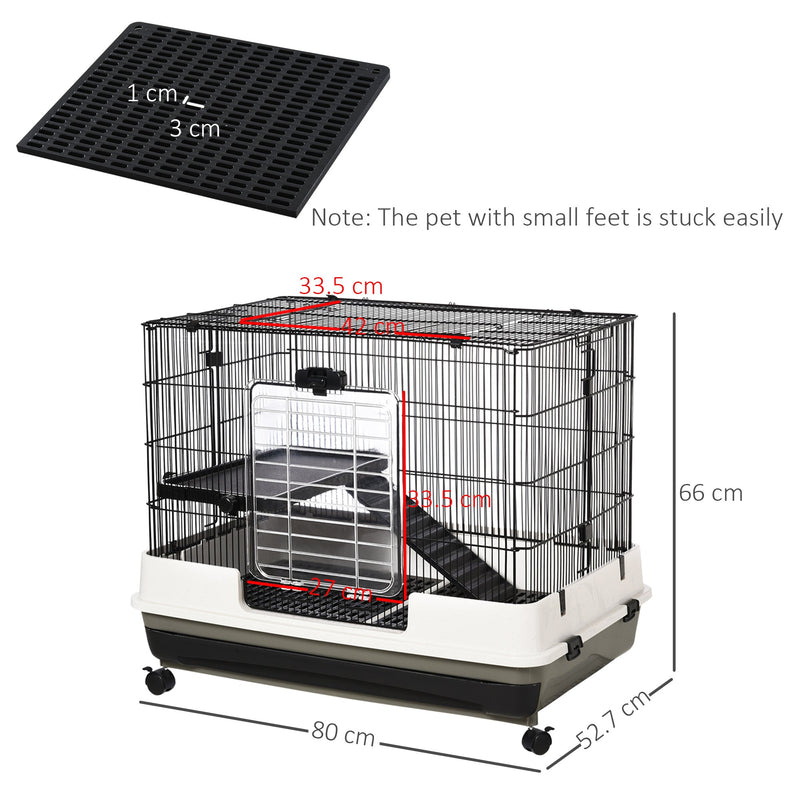 PawHut Small Animal Steel Wire Rabbit Cage Pet Play House  W/ Waste Tray Black