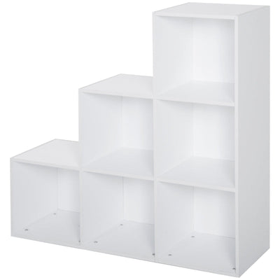 6 Cubes 3-Tier Shelving Cabinet, Particle Board-White