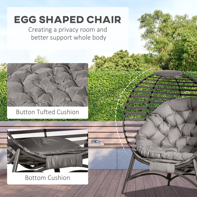 Outsunny 2 Seater Egg Chair with Soft Cushion, Steel Frame and Side Pocket, Garden Patio Basket Chair for Indoor, Outdoor, Brown