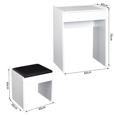 HOMCOM Dressing Table Set Padded Stool Dresser with Flip-up Mirror Multi-purpose - White