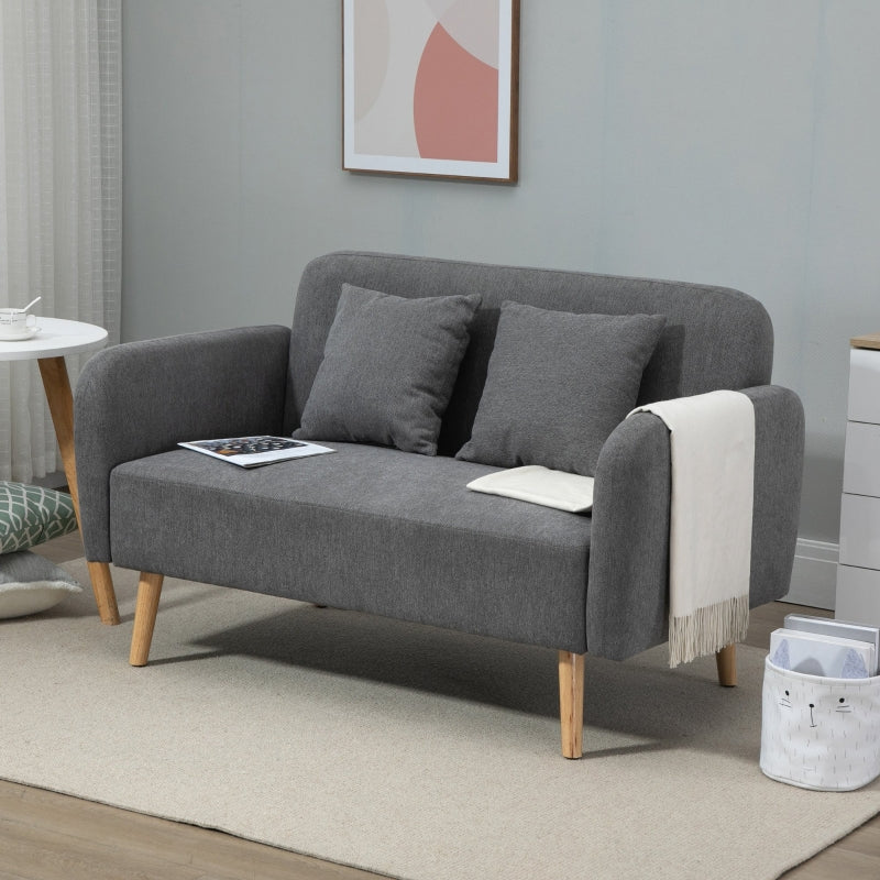 Two-Seater Modern Curved Sofa - Grey