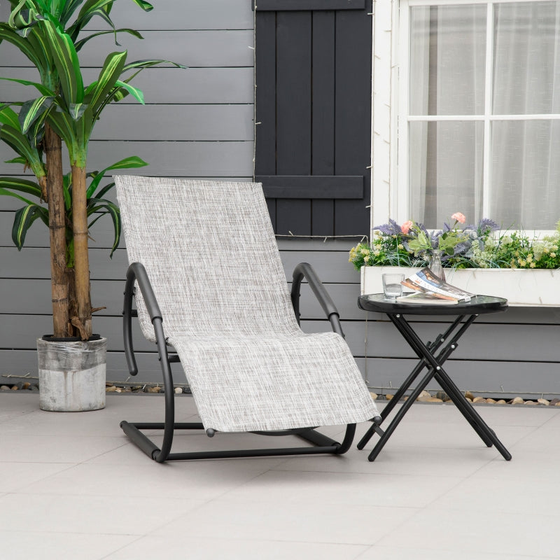 Outdoor Lounger With Headrest- Grey