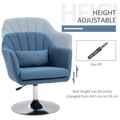 Swivel Base Accent Chair, With Pillow - Blue