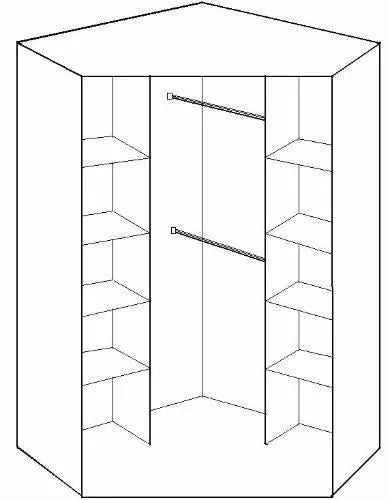 Gema 2 Door Mirrored Corner Wardrobe - Oak