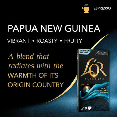 L'OR Origins Papua New Guinea Intensity 7 Nespresso Compatible Coffee Pods (Pack of 10, Total 100 Coffee Capsules)