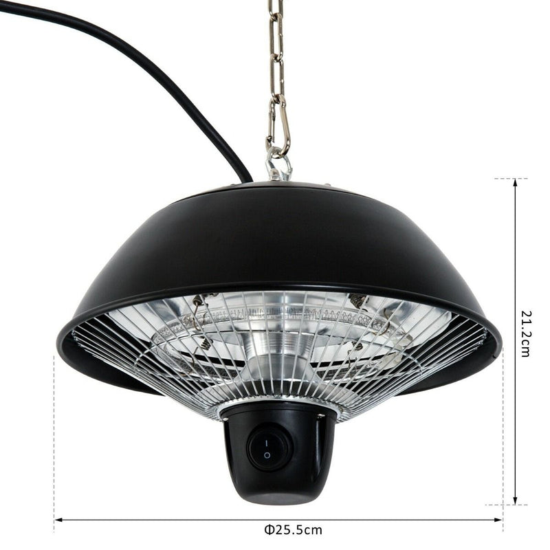 Ceiling Heater Hanging Halogen 600W Electric - Black