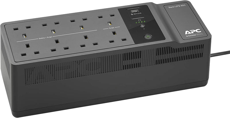 APC BACK-UPS ES - BE650G2-UK - Uninterruptible Power Supply 650VA (8 Outlets, Surge Protected, 1 USB Charging Port)