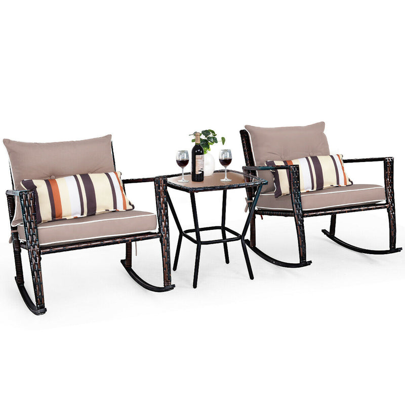 3pcs Rattan Garden Bistro Set-Gray