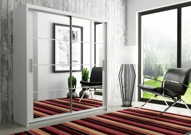 Delta Sliding Door Wardrobe - Black, White, Grey