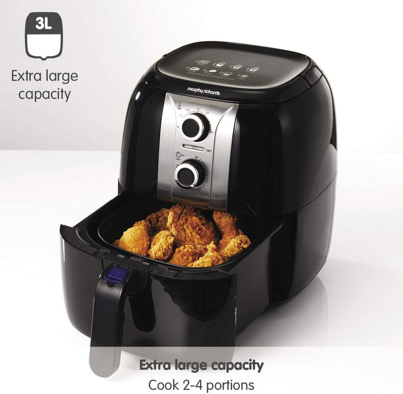 Morphy Richards 480003 Health - Air Fryer, Plastic, 1400 W, 3 Liters, Black