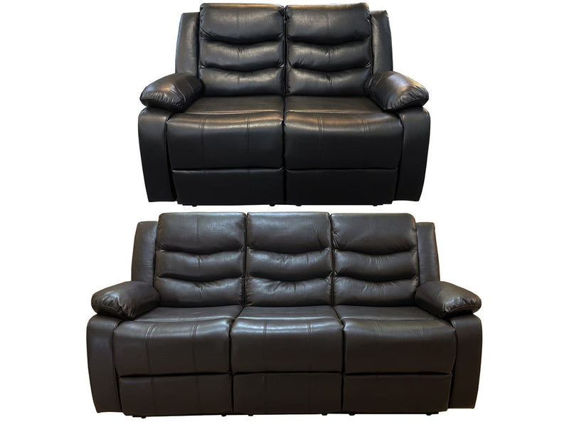 ROMA 3+2 RECLINER HIGH QUALITY AIR LEATHER - BLACK