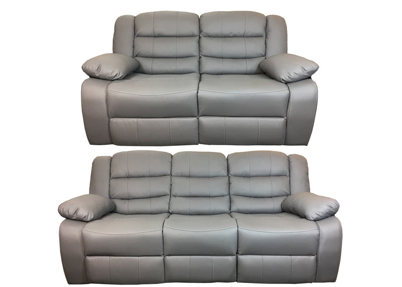 Roma 3+2 Leather Recliner Sofa set - Grey