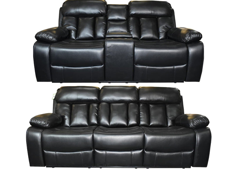 Sofá reclinable 3+2 VANCOUVER en piel Air - Negro 