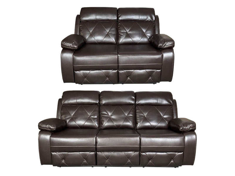 TOBI 3+2 RECLINER AIR LEATHER SOFA - BROWN