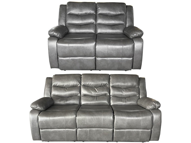 ROMA 3+2 RECLINER HIGH QUALITY AIR LEATHER - GREY