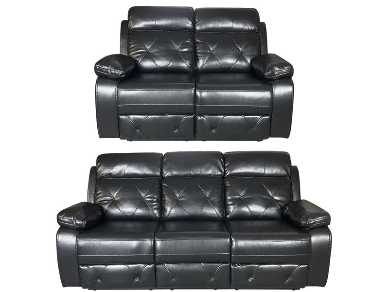 TOBI 3+2 RECLINER AIR LEATHER SOFA - BLACK