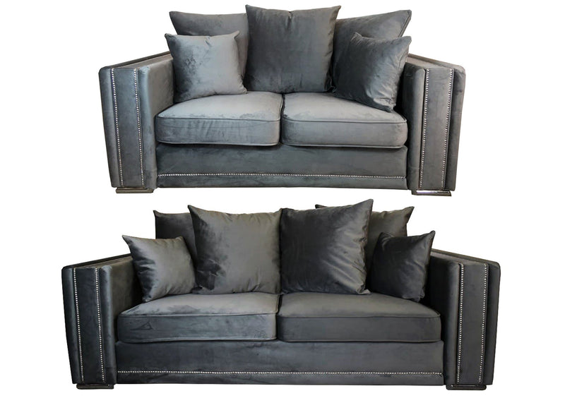 Milan 3 + 2 Seat Sofa Scatter Back Cushions Plush - Grey