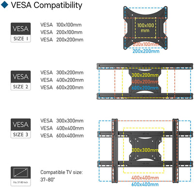 BONTEC TV Wall Bracket for 37-80 inch LED LCD Flat & Curved Screen, Swivel Tilt TV Wall Mount, Heavy Duty Dual Arms up to 65KG, with HDMI Cable