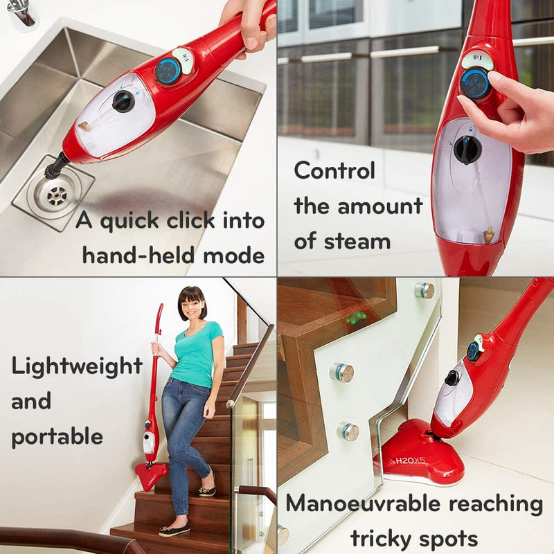 H2O X5 Steam Mop and Handheld Steam Cleaner for Floors, Carpets, Windows, Upholstery, Kitchens & Bathrooms