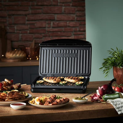 George Foreman 25810 Medium Fit Grill - Versatile Griddle, Hot Plate and Toastie Machine with Improved Non-Stick Coating and Speedy Heat Up, Black