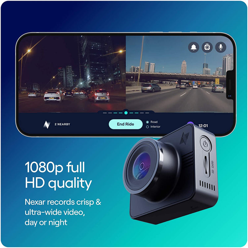 Nexar Beam GPS Dash Cam | HD Front Dash Cam | 2022 Model | 32 GB SD Card Included | Unlimited Cloud Storage | Parking Mode | WiFi