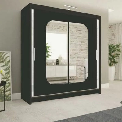 Merica 2 Door Mirrored Sliding Wardrobe - Black, White, Grey