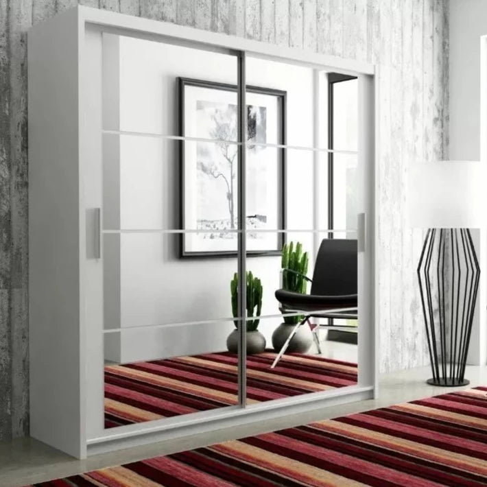 Delta Sliding Door Wardrobe - Black, White, Grey