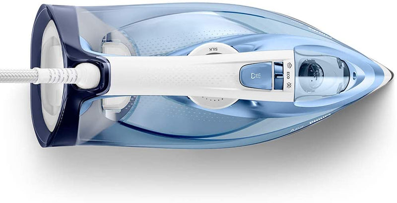 Philips Azur Steam Iron with 180g Steam Boost, 2400W & SteamGlide Soleplate, Blue/White - GC4532/26