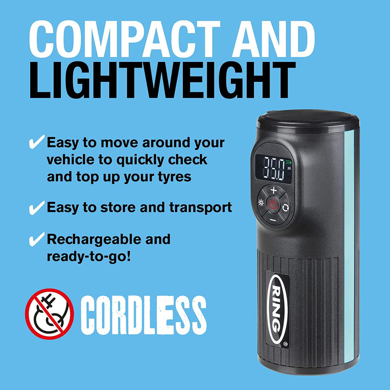 Ring Automotive RTC2000 Cordless Handheld Rechargeable Tyre Inflator