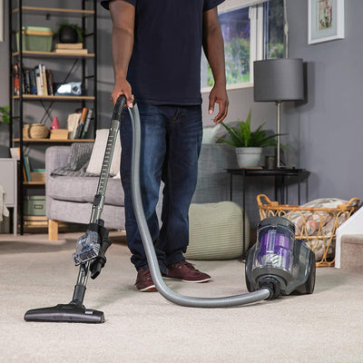 Russell Hobbs RHCV4601 TITAN 2 Pet Cylinder Vacuum in Grey and Purple - Pet Turbo Tool - 8 m Cleaning Radius - 2 Year Guarantee