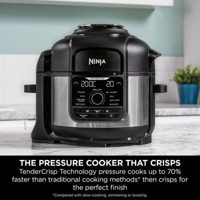 Ninja Foodi Multi-Cooker [OP350UK], 9-in-1, 6L, Electric Pressure Cooker and Air Fryer, Brushed Steel and Black