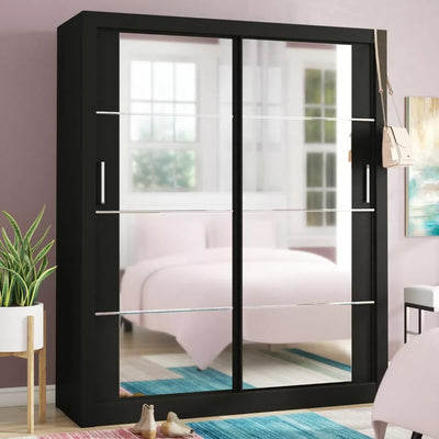 Tegan 2 Door Sliding Wardrobe 181cm - White, Grey, Black or Oak