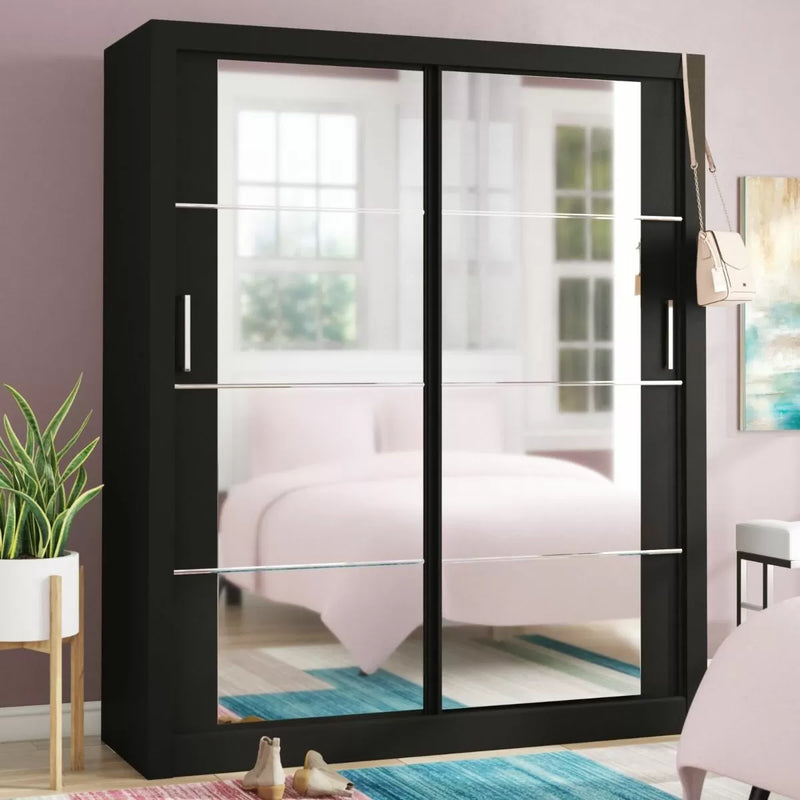 Tegan 2 Door Sliding Wardrobe 181cm - White, Grey, Black or Oak