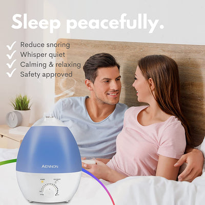 AENNON Ultrasonic Cool Mist Humidifier for Bedroom (2.8L) Quiet Air Humidifiers for Home