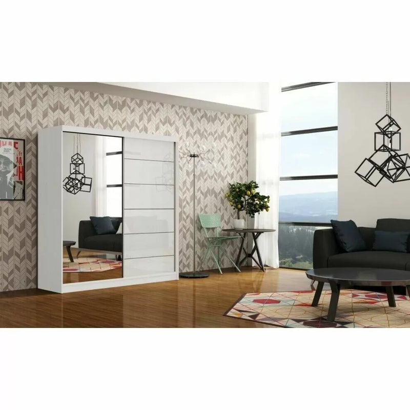 Infinite High Gloss Sliding Door Wardrobe - White, Black