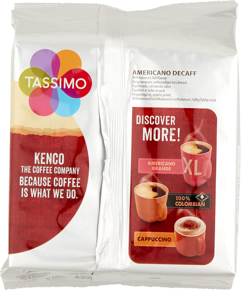 Tassimo Kenco Americano Decaf Coffee Pods (Pack of 5, Total 80 Coffee Capsules)