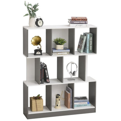 3-Tier Multi-functional Bookshelf Storage Unit, Display Shelf - Grey/White