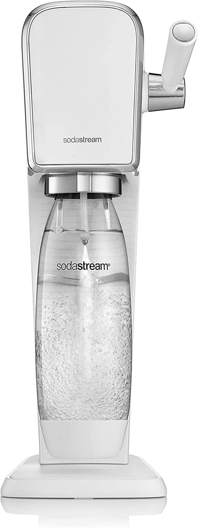 SodaStream Art Sparkling Water Maker Machine, with 1 Litre Reusable BPA-Free Water Bottle & 60 Litre Quick Connect CO2 Gas Cylinder, Retro White