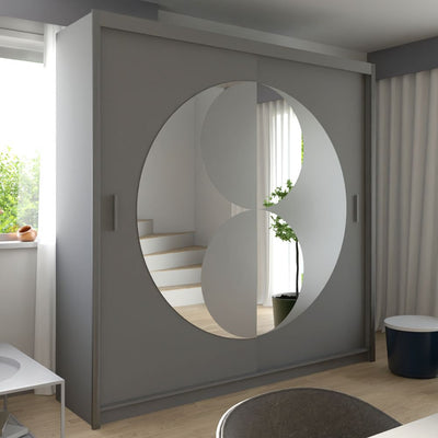 Rendezvous Sliding Door Wardrobe with Mirror - White