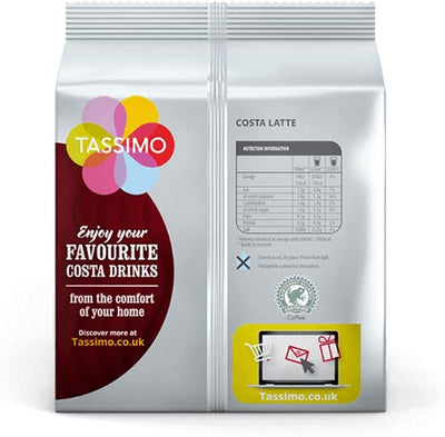 Tassimo Costa Latte Coffee Pods - 10 Packs (80 Drinks)