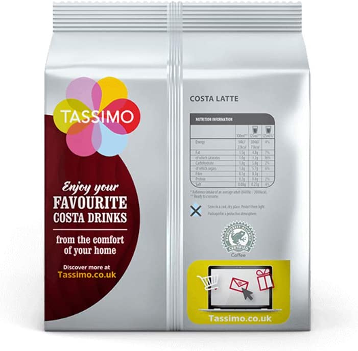 Tassimo Costa Latte Coffee Pods - 10 Packs (80 Drinks)