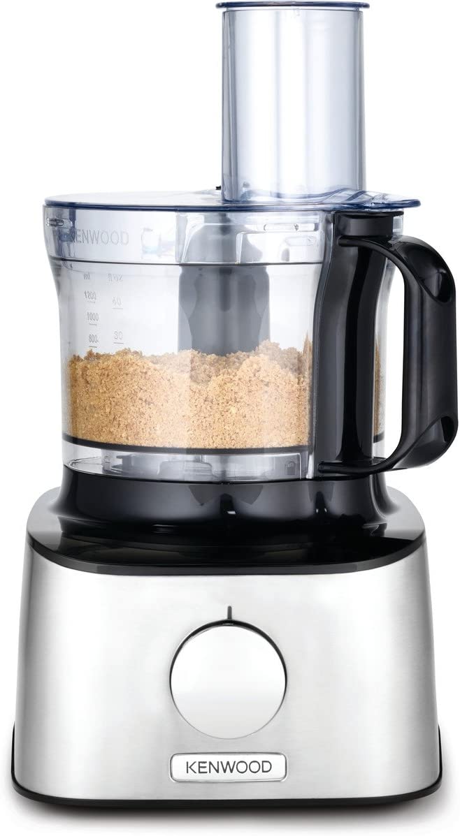 Kenwood Multipro Compact Food Processor, 1.2L Bowl, 1.2L Thermo-resist Glass Blender, Dough Hook, Whisk, Slicing Grating Discs, 800 W, FDM302SS