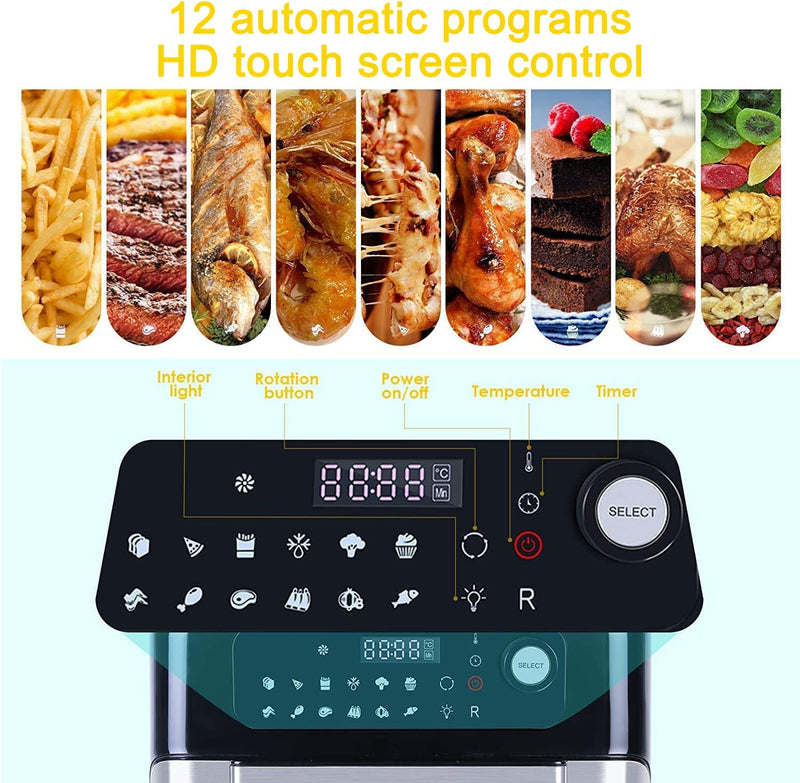 Uten 10L Digital Air Fryer Oven, Tabletop Oven with 12 Preset Menus, LED Touch Screen Temperature and Control for Baking, 1500 W [Energy Class A+++]