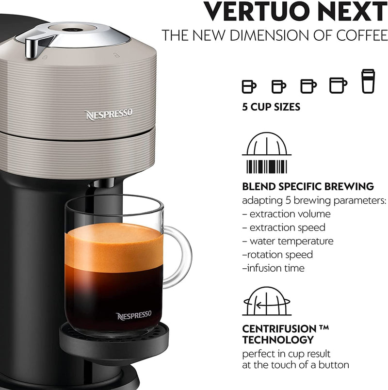 Nespresso Vertuo Next XN910B40 Coffee Machine by Krups, Grey