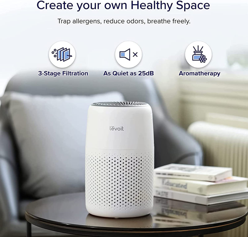 LEVOIT Air Purifier for Home Bedroom Office, Ultra Quiet HEPA Air Filter Cleaner with Fragrance Sponge & 3 Speed for Allergies, Dust, Odor, Pet, Smoke