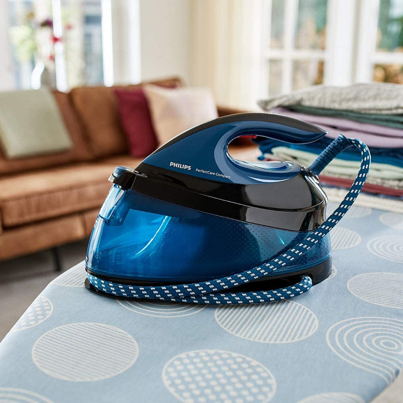 Philips PerfectCare Compact Steam Generator Iron with 420g steam Boost, 2400 W, Blue & Black - GC7846/86