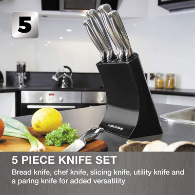 Morphy Richards Accents 46290 5 Piece Knife Block with High Grade Polished Stainless Steel Knives